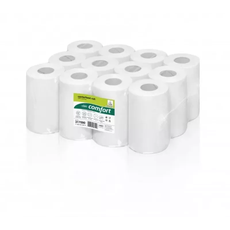 WEPA Mittenzufuhrrollen für Spendersystem RPMB268, 68 m, 195 Blatt, 20x35 cm, Recycling-Tissue (12 Rollen)