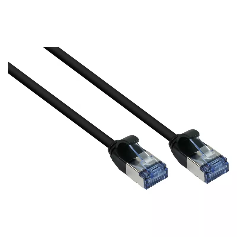Good Connections RNS® SlimLine Patchkabel Cat.6A U/FTP PiMF LSZH 500MHz Kupfer Schwarz 0,5m