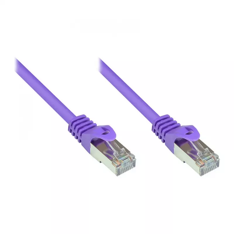 GoodConnections Alcasa RJ45 Patchkabel, Cat5e, UTP, 0,15m, vergoldet, violett