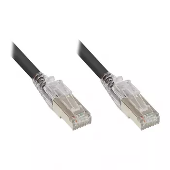 Good Connections RNS® Patchkabel mit Rastschutz und Verriegelung, Cat. 6A, S/FTP, PiMF, halogenfrei (LSZH), 500 MHz, Schwarz, 0,5 m