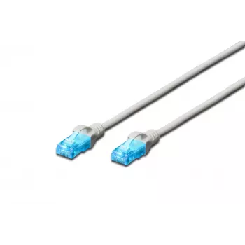 DIGITUS CAT 5e U/UTP Patchkabel, 0,5 m, Grau, RJ45, vergoldet, Zugentlastung