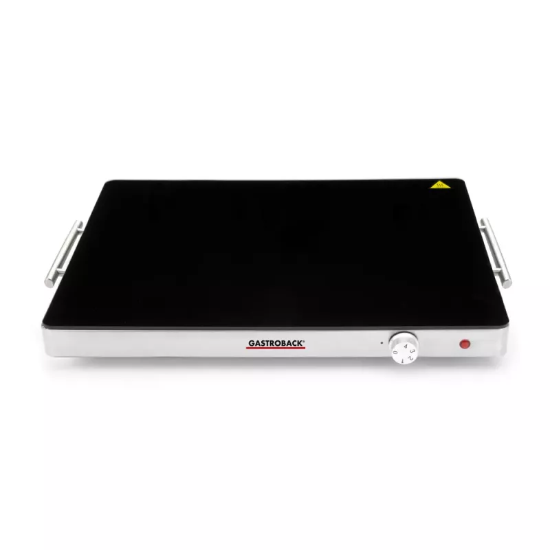 Gastroback 42491 Design-Wärmeplatte – 200 W, Edelstahl & Glas, 120 °C