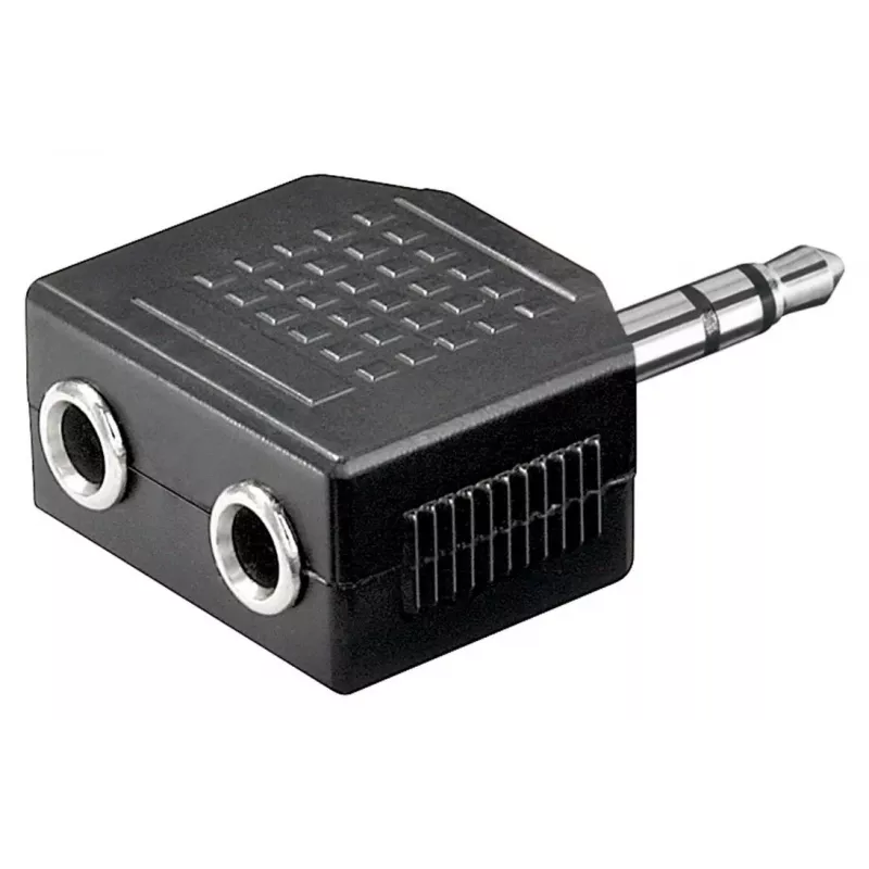 Goobay Kopfhörer AUX Adapter 3,5 mm Klinke 1-zu-2 Splitter, 0,2 m, Schwarz