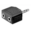 Goobay Kopfhörer AUX Adapter 3,5 mm Klinke 1-zu-2 Splitter, 0,2 m, Schwarz