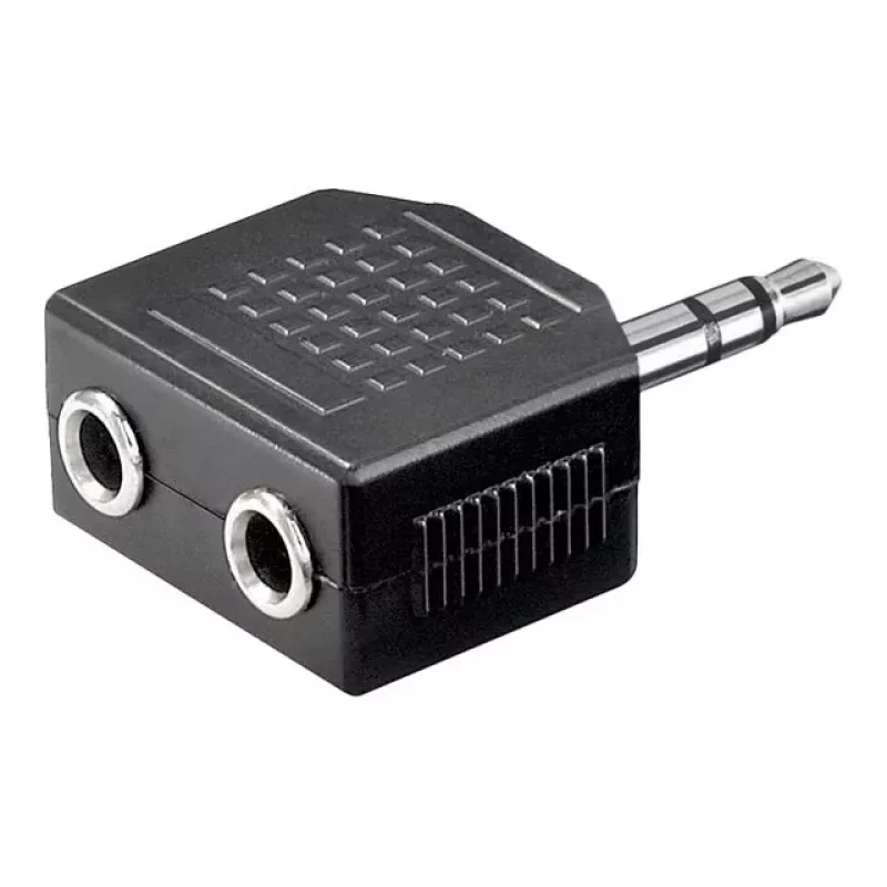 Goobay Kopfhörer AUX Adapter 3,5 mm Klinke 1-zu-2 Splitter, 0,2 m, Schwarz
