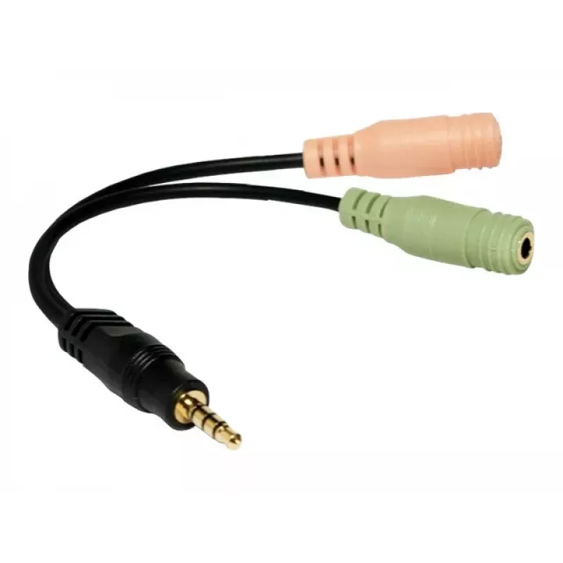 Logilink Audio-Klinken-Adapter, 4-Pin, 3,5 mm Stereo Stecker auf 2x 3,5 mm Buchse, 0,15 m