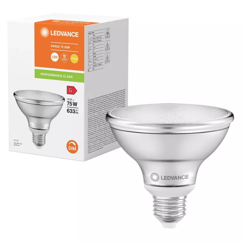 OSRAM PAR30 7,5W 75W-Äquivalent LED-Reflektorlampe dimmbar 10W 633lm 2700K Warmweiß E27 36° Abstrahlwinkel