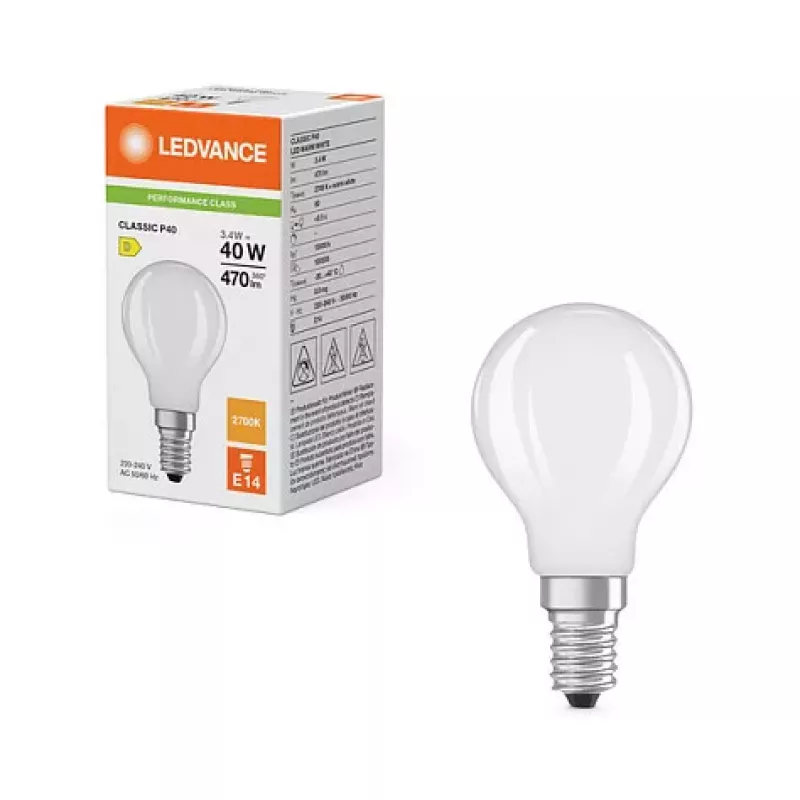 OSRAM LED Classic P 40 Filament 3,4W 827 matt E14 LED-Lampe, Mini Globe