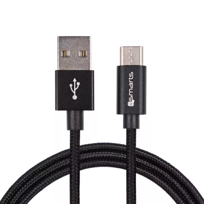 4SMARTS USB-A auf USB-C Kabel RapidCord 2A, 2m, Schwarz
