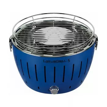 LotusGrill G280 U Blue tragbarer Holzkohlegrill mit rauchfreier Technologie