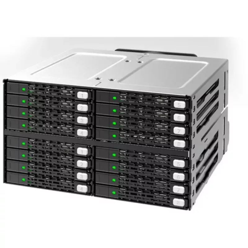 ICY DOCK ToughArmor MB516SP-B 16-Bay 2,5 inch SAS/SATA SSD/HDD Backplane Modul für 2x 5,25 inch Schächte
