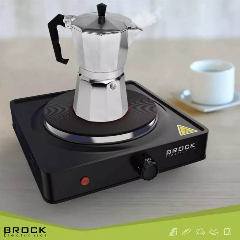 Brock EP 100 BK Einzel-Elektrokochplatte, 1500 W, Schwarz