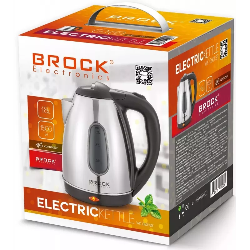 Brock WK 0601 SS Elektrischer Wasserkocher, 1,8 L, 1500 W, Edelstahl