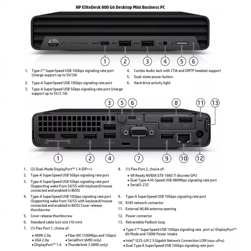 HP Renewed Güteklasse B ProDesk 800 G6 Desktop-PC, Intel Core i5-10500, 16 GB RAM, 256 GB SSD, Intel UHD Graphics 630, Windows 11 Pro