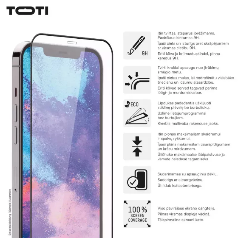TOTI PREMIUM Premium Tempered Screen Protector Glass 3D Full Cover für Apple iPhone 16