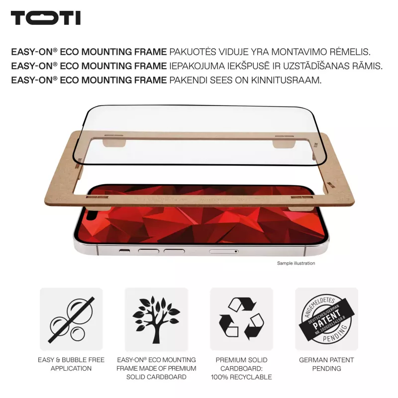 TOTI PREMIUM PREMIUM TEMPERED Screen Protector Glass 3D Full Cover für Apple iPhone 17/16 Pro