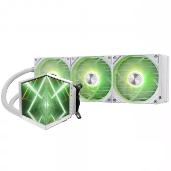 TRYX STAGE ARGB 360 AIO Flüssigkeits-CPU-Kühler, Dual-IPS-Display - 360mm, Weiß