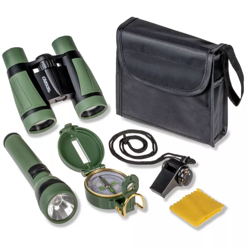 Carson AdventurePak HU-401 5x30 Fernglas mit Kompass, Taschenlampe und Trillerpfeife