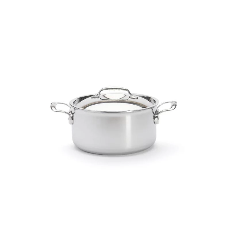 De Buyer Affinity Stielkasserolle Edelstahl mit Deckel 24 cm