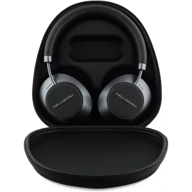 Karl Lagerfeld Saffiano Metal Logo Wireless Bluetooth On-Ear Headphone Black