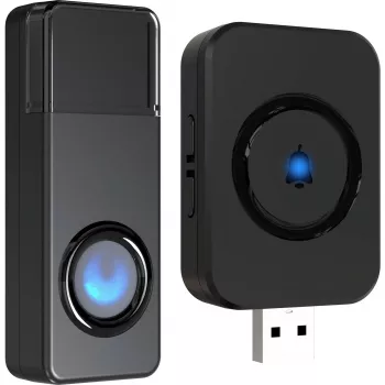 REV Ritter REV Orchestra Wireless Chime Receiver für USB-Steckdose, 100m Reichweite, Schwarz