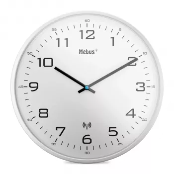 MEBUS 13080 Funk-Wanduhr, Weiß, 30 cm