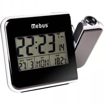 Mebus 42425 Projektionswecker - Digital LCD, 12/24h, Temperatur, Schwarz/Grau