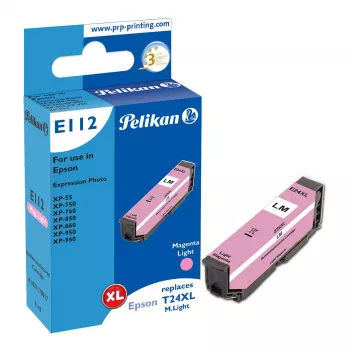 Pelikan E112 Kompatible Tintenpatrone Hellmagenta High Yield (XL) für Epson Expression Photo XP-55/XP-750/XP-760/XP-850/XP-860/XP-950/XP-960 (1er-Pack)