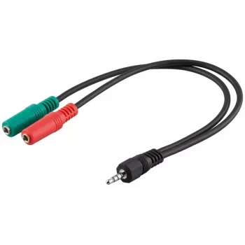 Goobay 3,5mm Klinkenadapterkabel, 4-polig TRRS Stecker auf 3-polig TRS Buchse, 15 cm, Schwarz
