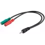 Goobay 3,5mm Klinkenadapterkabel, 4-polig TRRS Stecker auf 3-polig TRS Buchse, 15 cm, Schwarz
