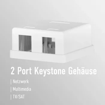EFB Electronics Keystone Anschlussdose, 2 Port, Aufputz, Reinweiß, Leergehäuse