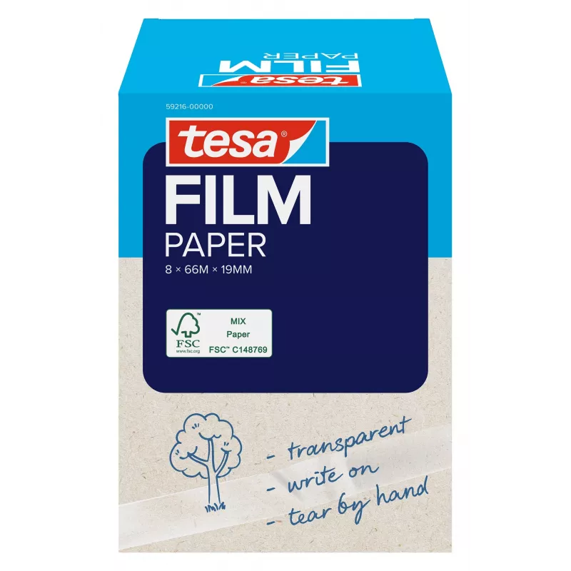 Tesa Papierklebeband 8 Rollen Transparent Beschreibbar Faltbox (59216-00000-00)