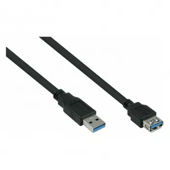kabelmeister Alcasa UK30P-ASA-050S USB 3.0 Verlängerungskabel, USB-A Stecker auf USB-A Buchse, 5 m, Schwarz