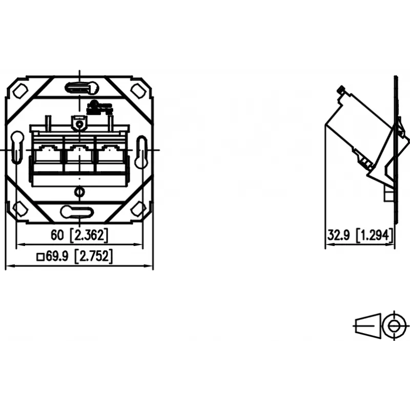 METZ CONNECT E-DAT Modul 3 Port UP0 Cat.6A RJ45 Shielded Field-Terminable Connector
