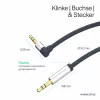ShiverPeaks Audio 3,5mm Klinkenkabel, abgewinkelt/gerade 0,7m - Schwarz