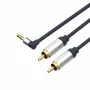 ShiverPeaks Flexline 3,5mm Klinkenstecker auf 2x RCA Audiokabel, Winkelstecker, 0,75m, Schwarz