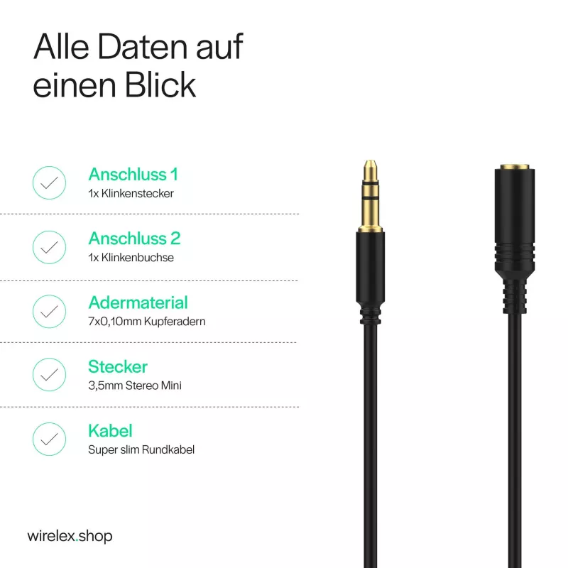 ShiverPeaks Audioklinkenkabel mini flex