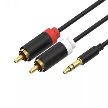 ShiverPeaks Audio 3,5mm Klinke auf 2x RCA Stereo Audiokabel 1,5m vergoldet Schwarz