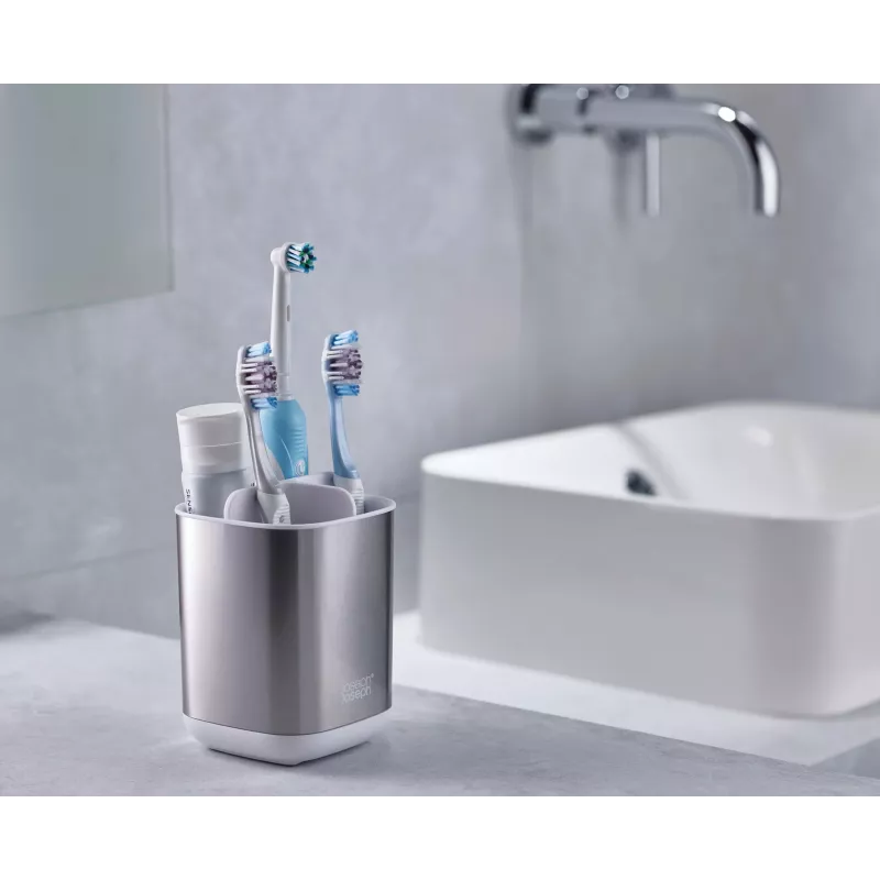 Joseph Joseph EasyStore Zahnbürstenhalter – Edelstahl – freistehend – silber – 6 Fächer