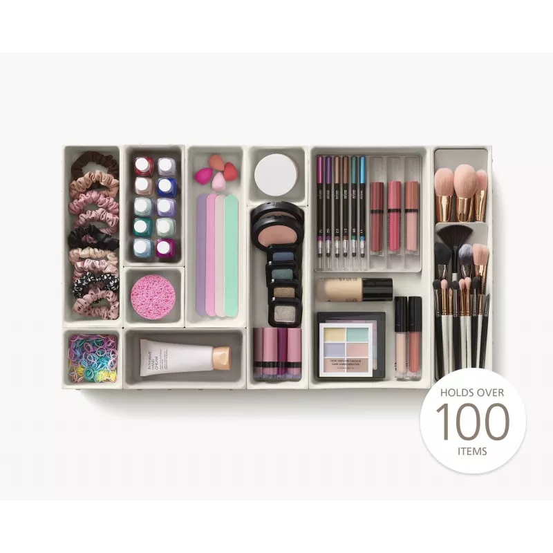 Joseph Joseph Viva 12-teiliges Make-up-Schubladen-Organizer-Set - Grau/Transparent