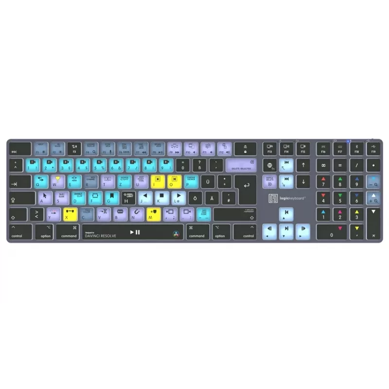 Logickeyboard DaVinci Resolve Classic Titan DE (Mac) - Deutsches Layout, kabelgebundenes USB, hintergrundbeleuchtete Schnitttastatur