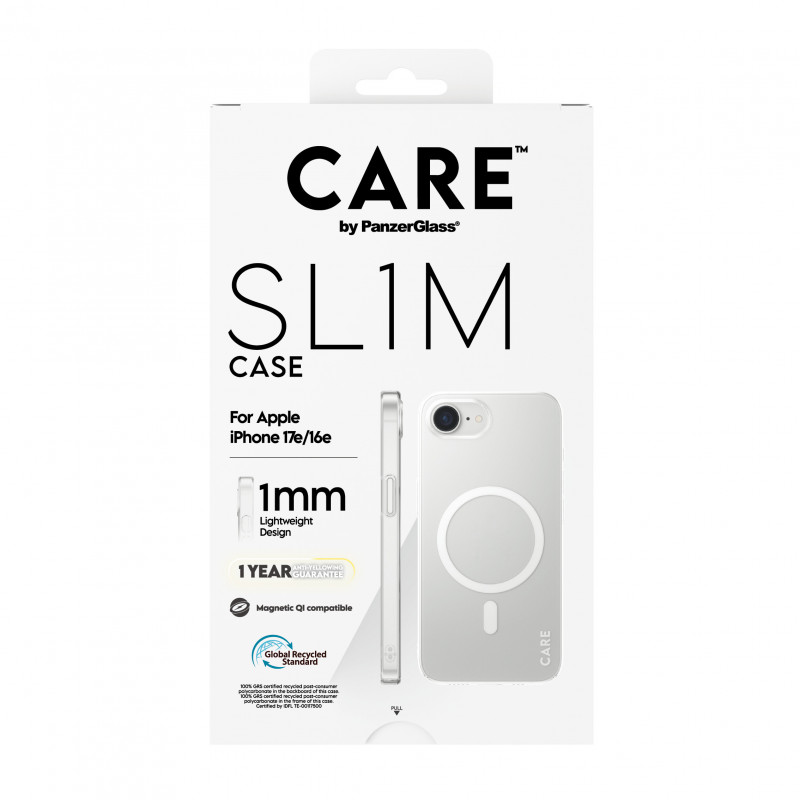 CARE by PanzerGlass SL1M Case Transparent mit MagSafe für iPhone 16e / 17e (CR59610)