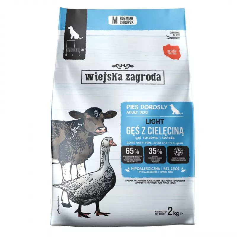 WIEJSKA ZAGRODA Light Goose with Veal Trockenfutter für Hunde 2kg