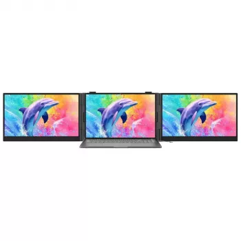 BLACKVIEW DCM8 Pro Dual 15.3 Zoll Tragbarer IPS-Monitor, 2x Full HD, 60Hz, USB-C, Mini HDMI, Eingebaute Lautsprecher, HDR10, Klappbar