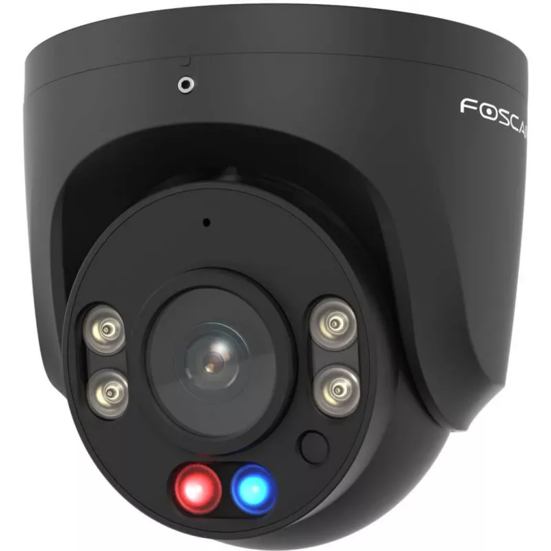 Foscam W5EP Überwachungskamera Schwarz 5MP (3072x1728), PoE, integrierter Scheinwerfer, rot-blaue Warnleuchten und Sirene