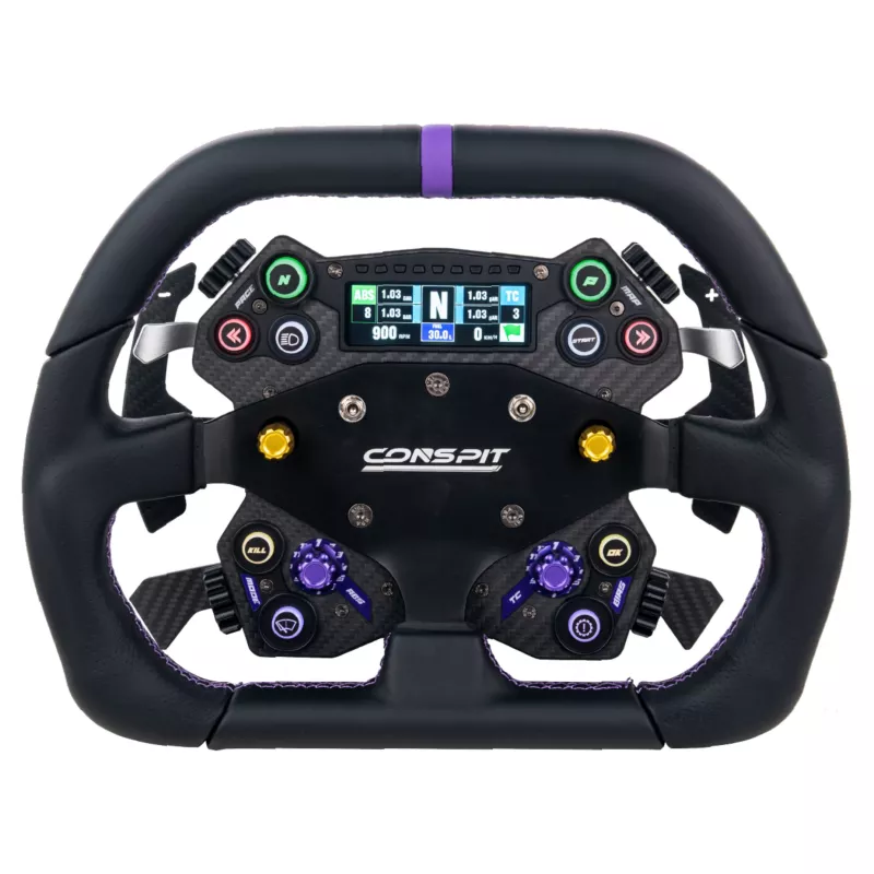 CONSPIT DX320 D-Form Lenkrad - 320mm Alcantara-Griff, Carbonfaser, RGB