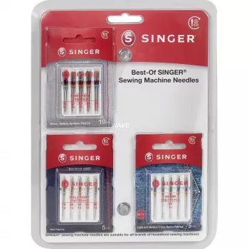 SINGER Best-Of Needles A5-Pack - Universal-Nähmaschinennadeln, 5 Stück, Größen 70/10, 80/12, 90/14