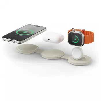 Satechi OntheGo 3-in-1 Wireless Charger mit Qi2, Sand, 15W, ST-QTG31W