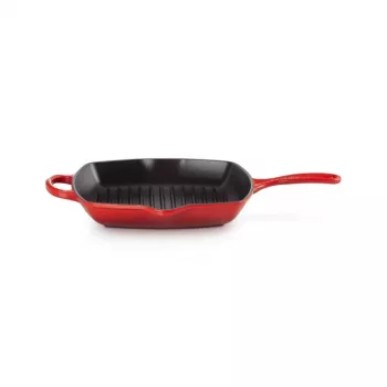 Le Creuset Grillpfanne aus Gusseisen, quadratisch, 26 cm, Kirschrot