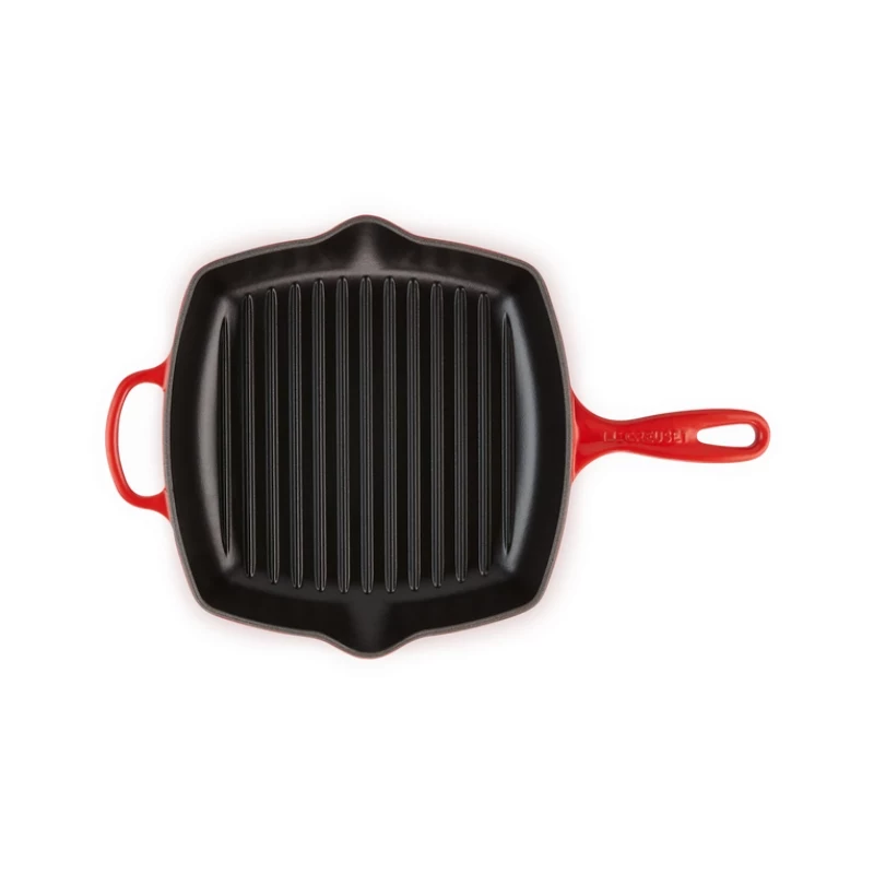 Le Creuset Grillpfanne aus Gusseisen, quadratisch, 26 cm, Kirschrot
